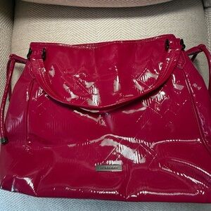AUTH Burberry Glossy Patent Leather Red Shoulder Bag